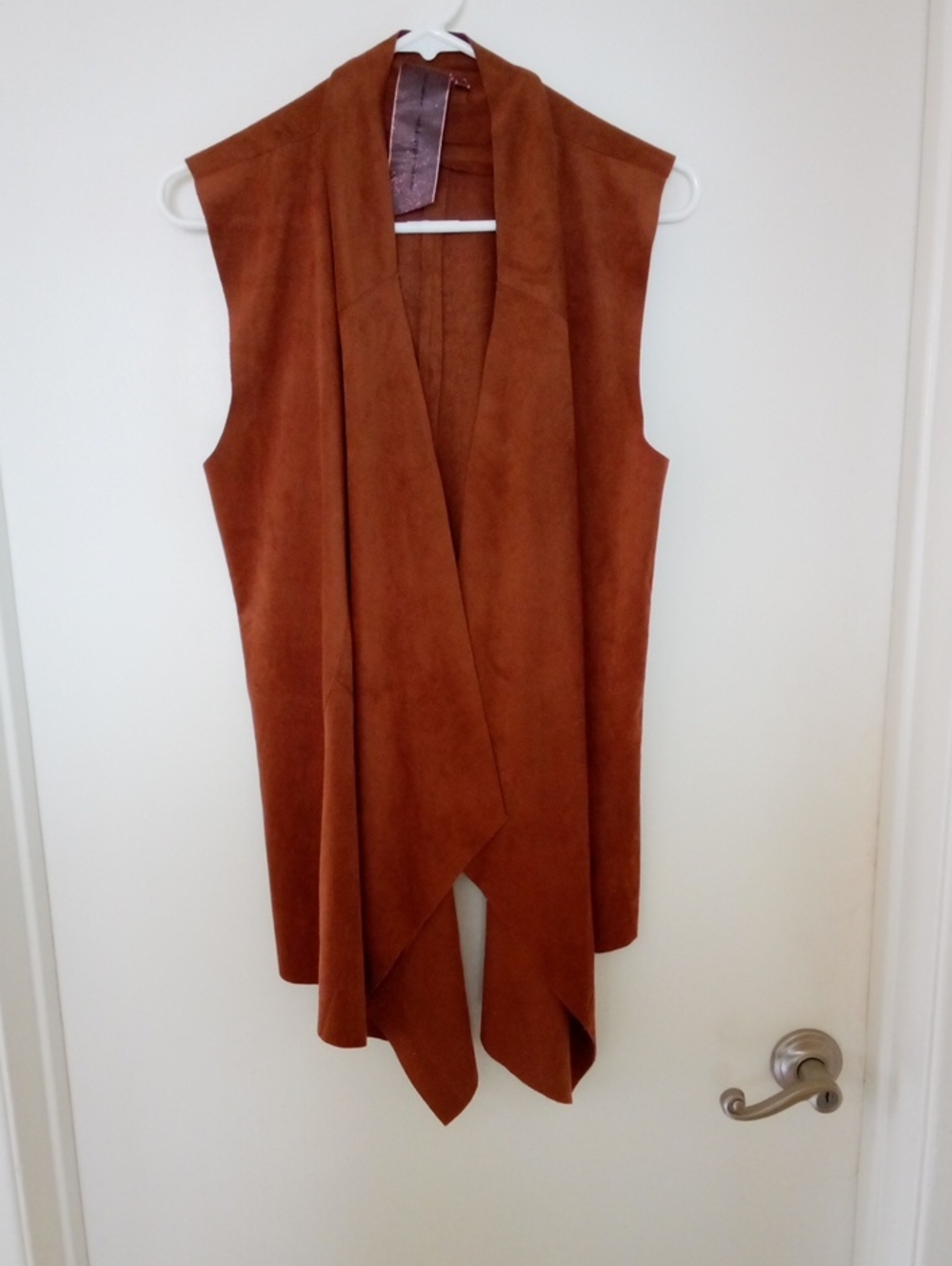 Moon Collection Brown Open-Front Suede Vest